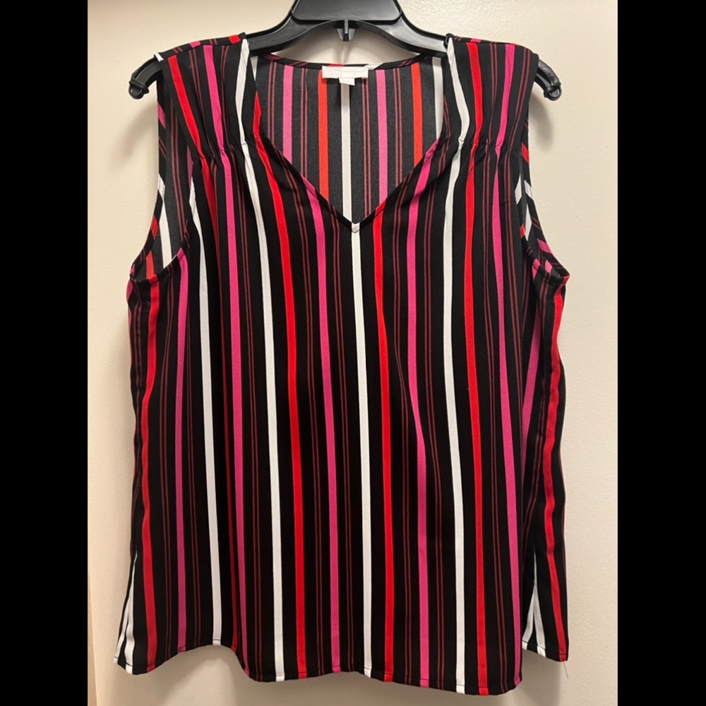 14th & Union Striped V-Neck Blouse size L